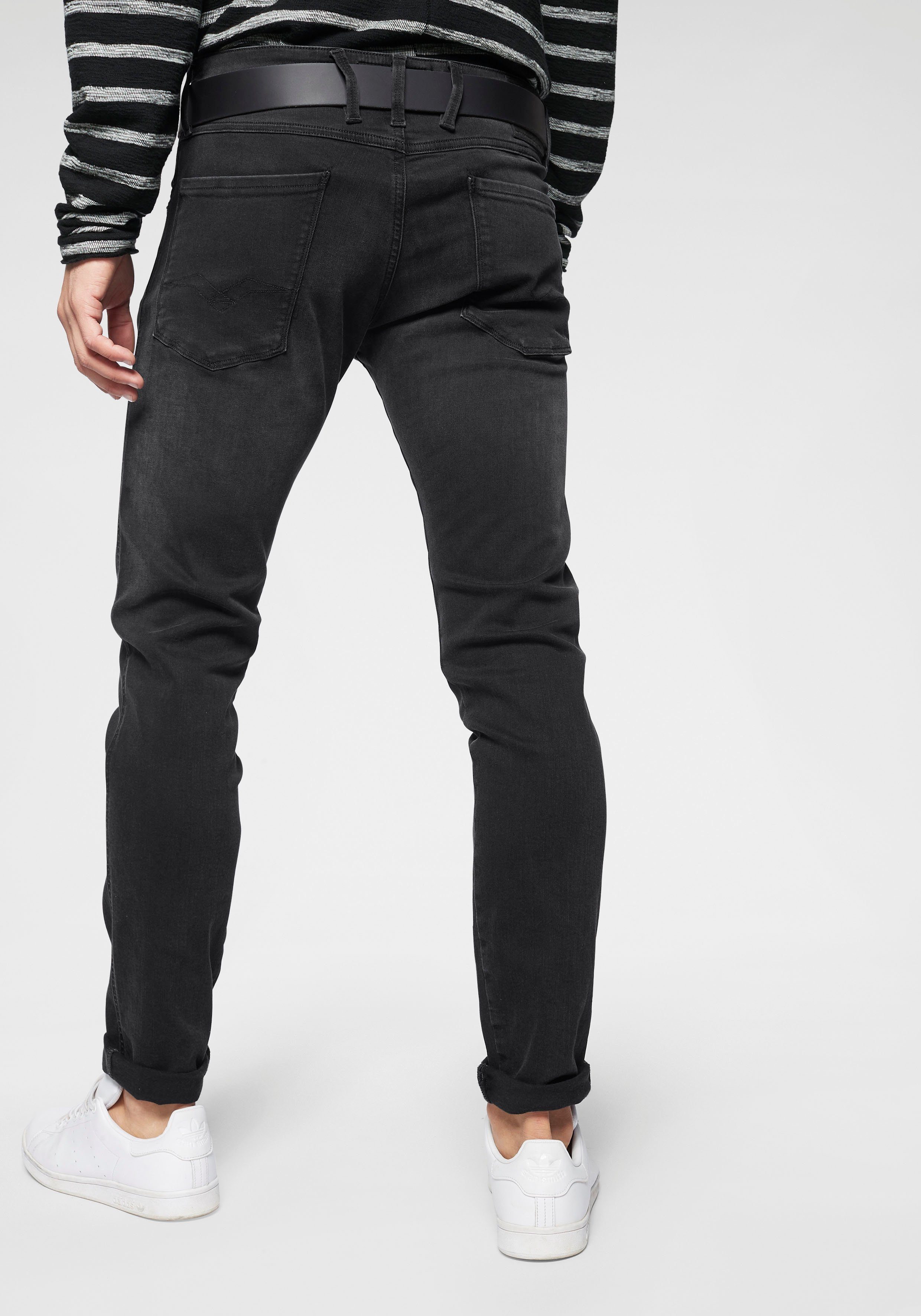 Anbass Replay black-washed Slim-fit-Jeans Superstretch