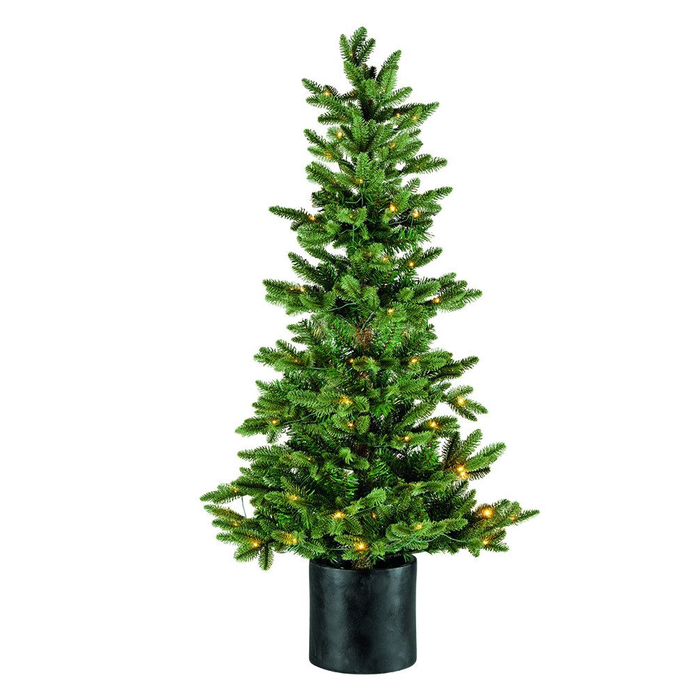 Kaemingk Künstlicher Weihnachtsbaum Künstlicher Weihnachtsbaum 120 cm mit Beleuchtung und Topf Tannenbaum, Künstlicher Weihnachtsbaum, Timer