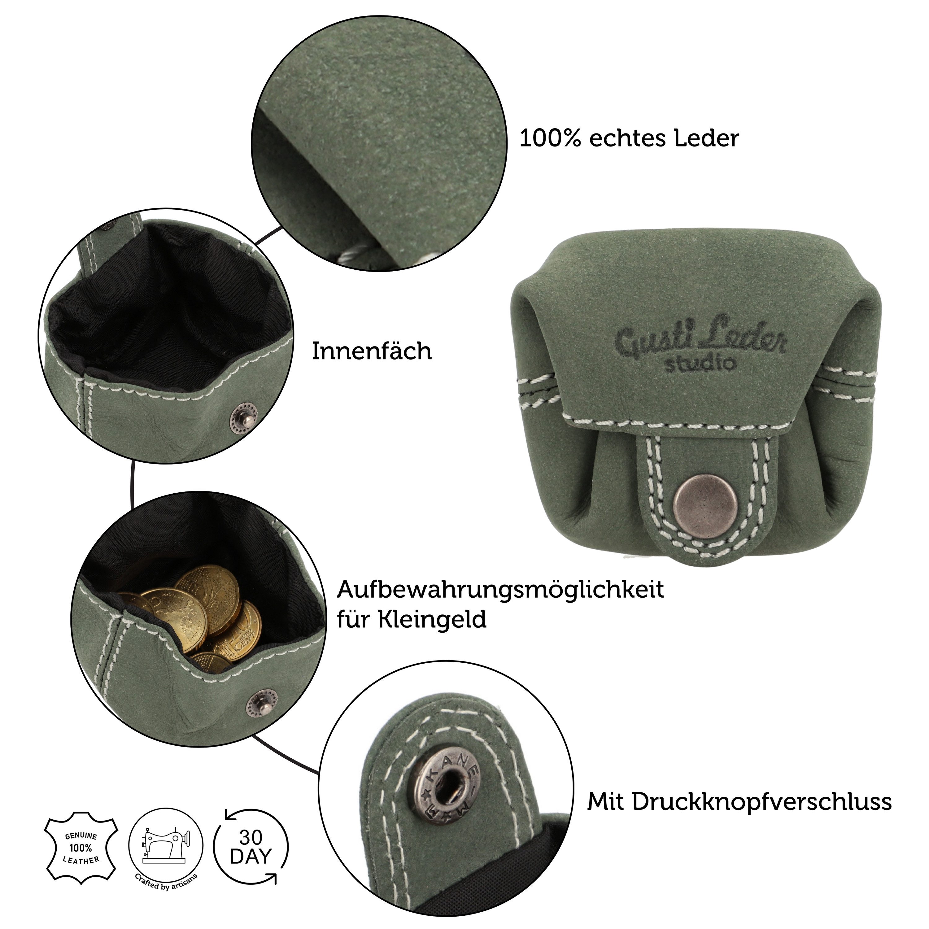 Gusti Leder Geldbörse Gusti Leder Portemonnaie Linus (Quadrat, 1-tlg., Quadrat)