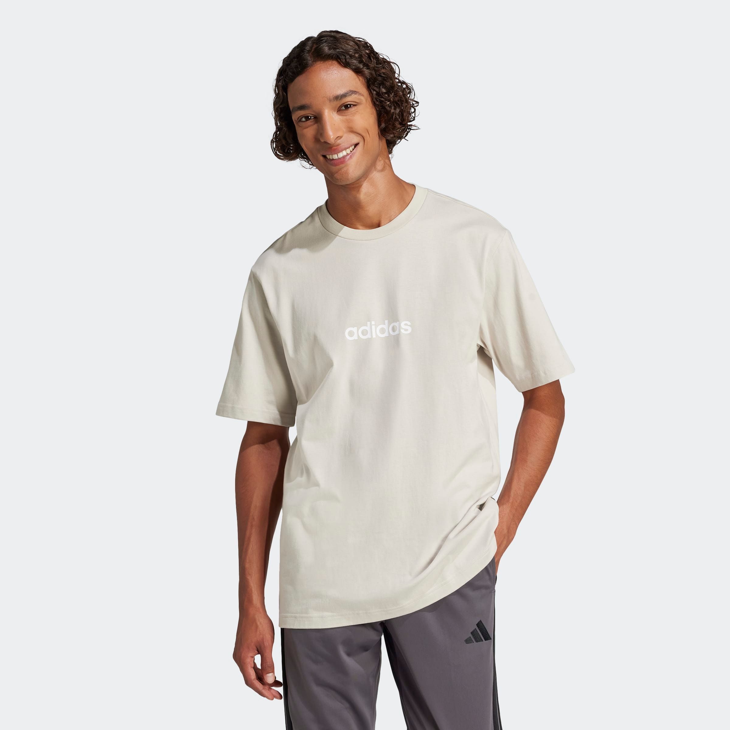 adidas Sportswear T-Shirt M LIN SJ T überschnittene Schultern, Kurzarmdesign, aus Baumwolljersey