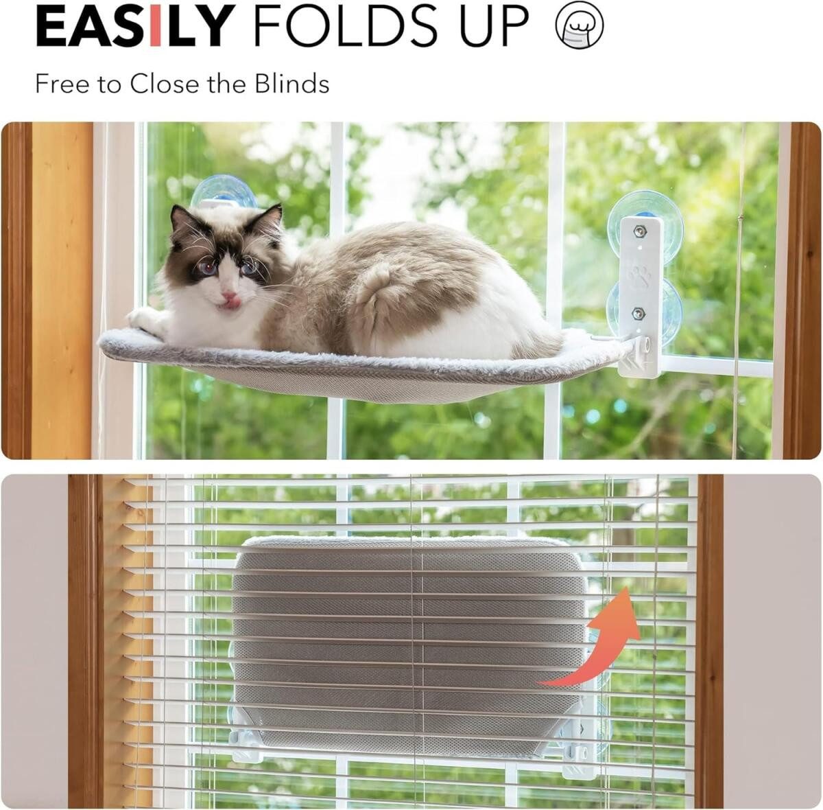 FELIXLEO Katzenliege Katzen Hängematte Fensterplatz 54x30cm Klappbar mit Saugnäpfen