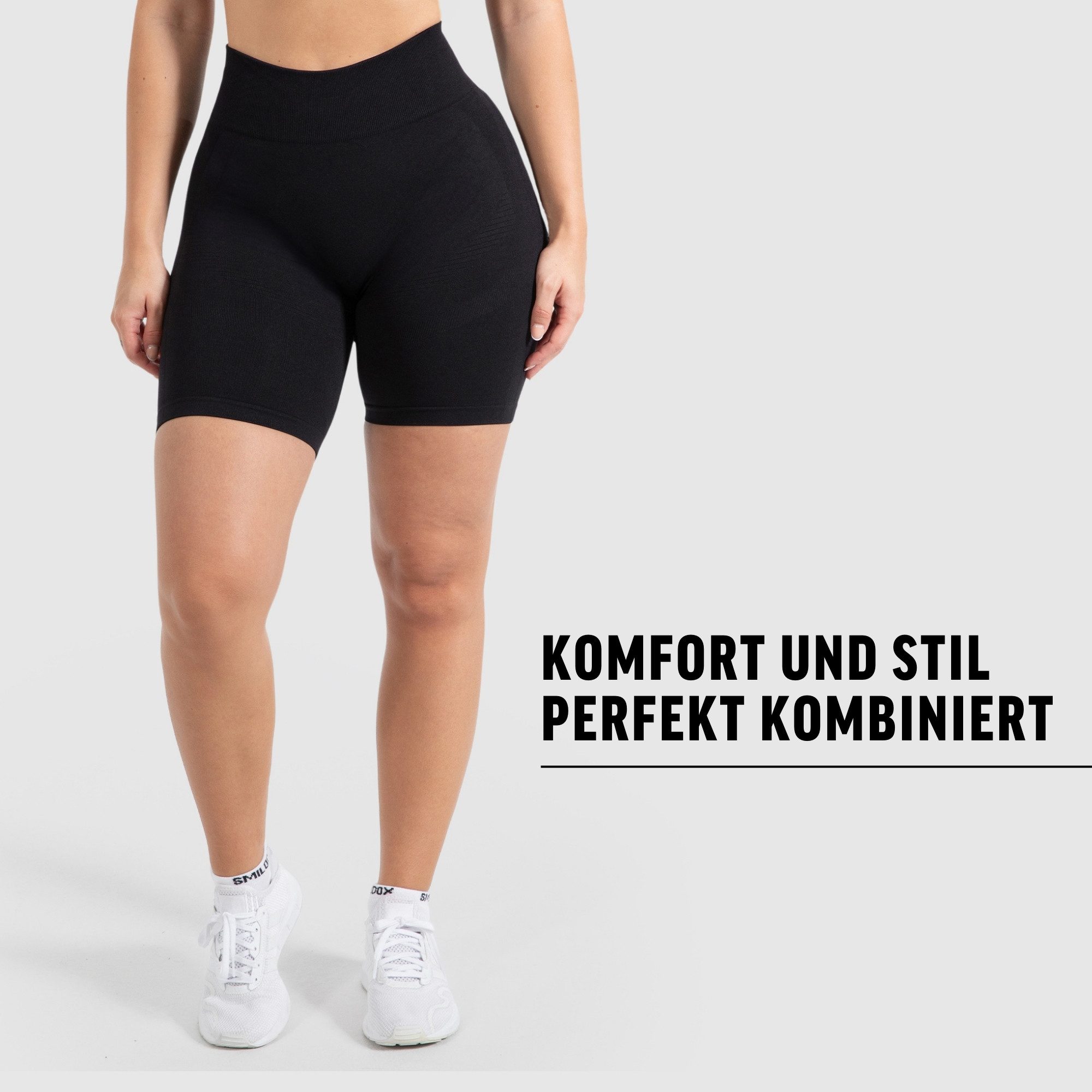 Smilodox Shorts Maria Solid, Radlerhose mit Scrunch Effekt für Sport, Alltag High Waist Booty Shorts Blickdicht Hotpants Sport Fitness Yogapants