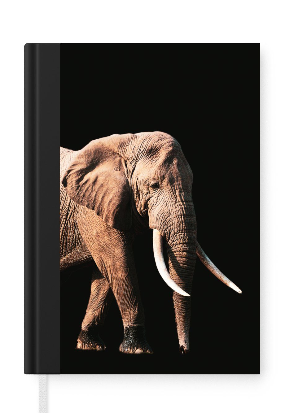 MuchoWow Notizbuch Elefant - Schwarz Grau, Haushaltsbuch 98 Seiten, Journal, A5, Tagebuch, Notizheft, Merkzettel, 