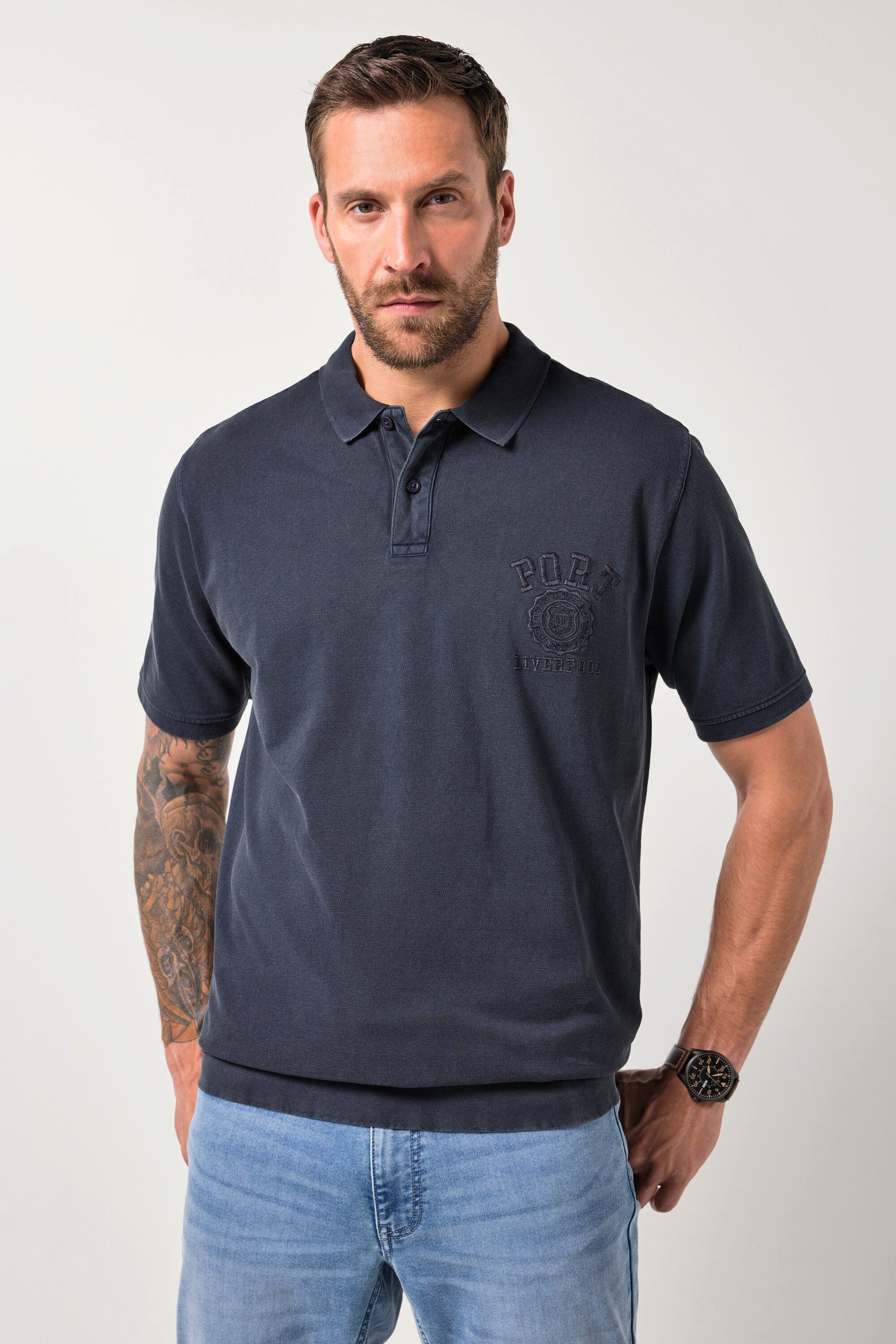 JP1880 Poloshirt Poloshirt Bauchfit Halbarm Piqué Vintage Look
