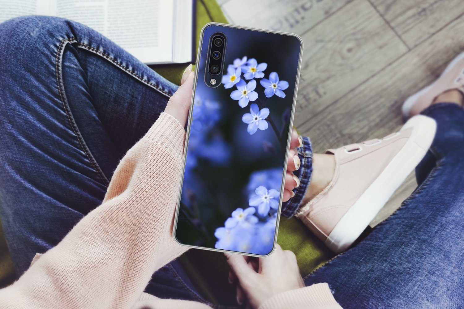 MuchoWow Handyhülle für Samsung Galaxy A30s Nahaufnahme eines Vergissmeinnicht, Smartphone-Bumper, Print, Handy Schutzhülle Dünn