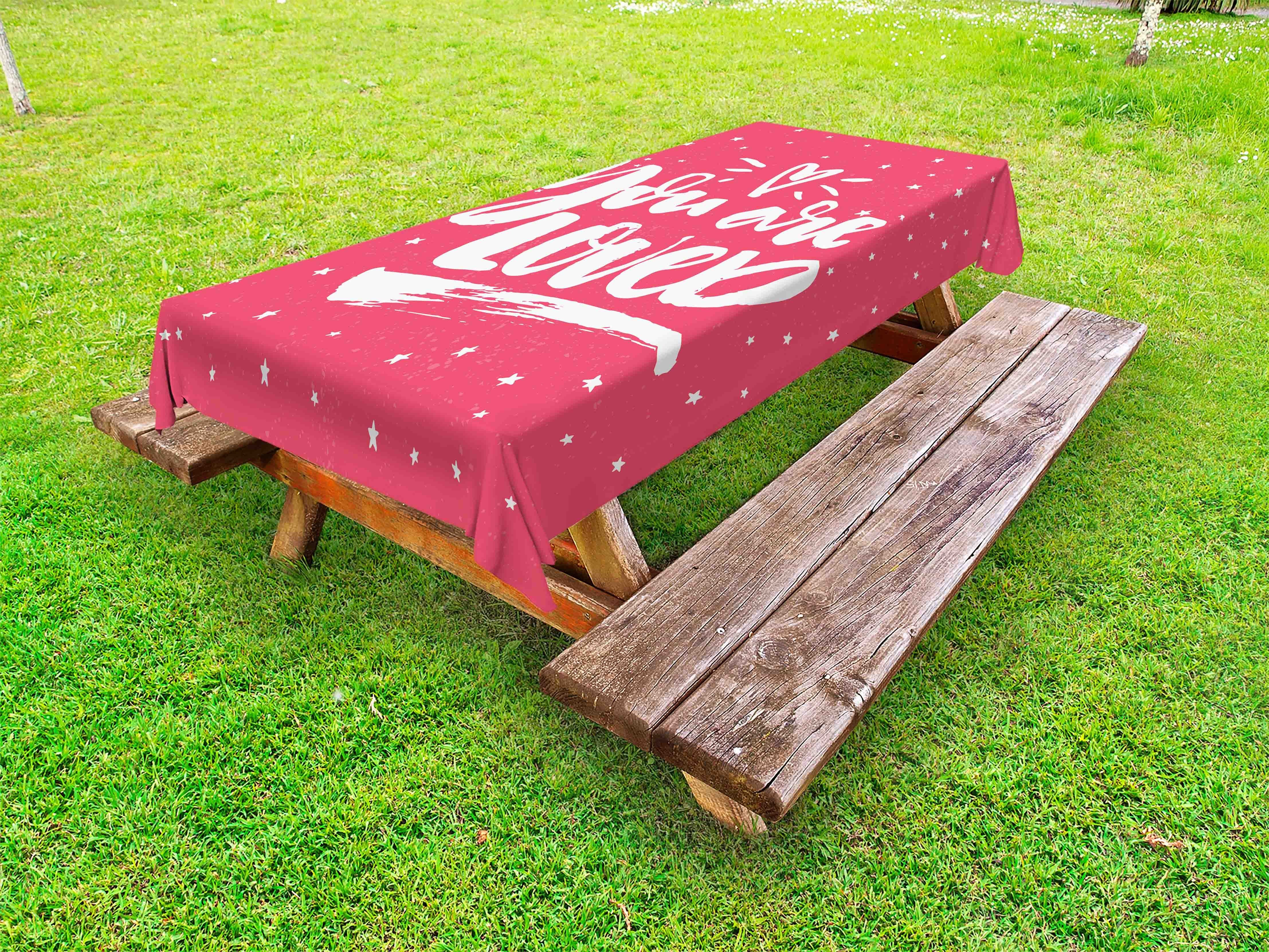 Abakuhaus Tischdecke dekorative waschbare Picknick-Tischdecke, Du wirst geliebt Doodle Art-Stern