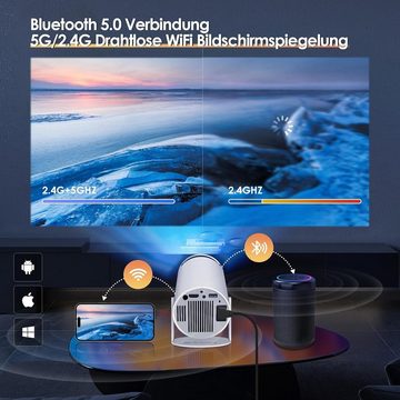HIPPUS Full HD 1080P 180°Dreh Smart Portabler Projektor (3840*2160 px, mit 2.4/5G WiFi Bluetooth 5.0 automatischer KeystoneKorrektur Heimkino)