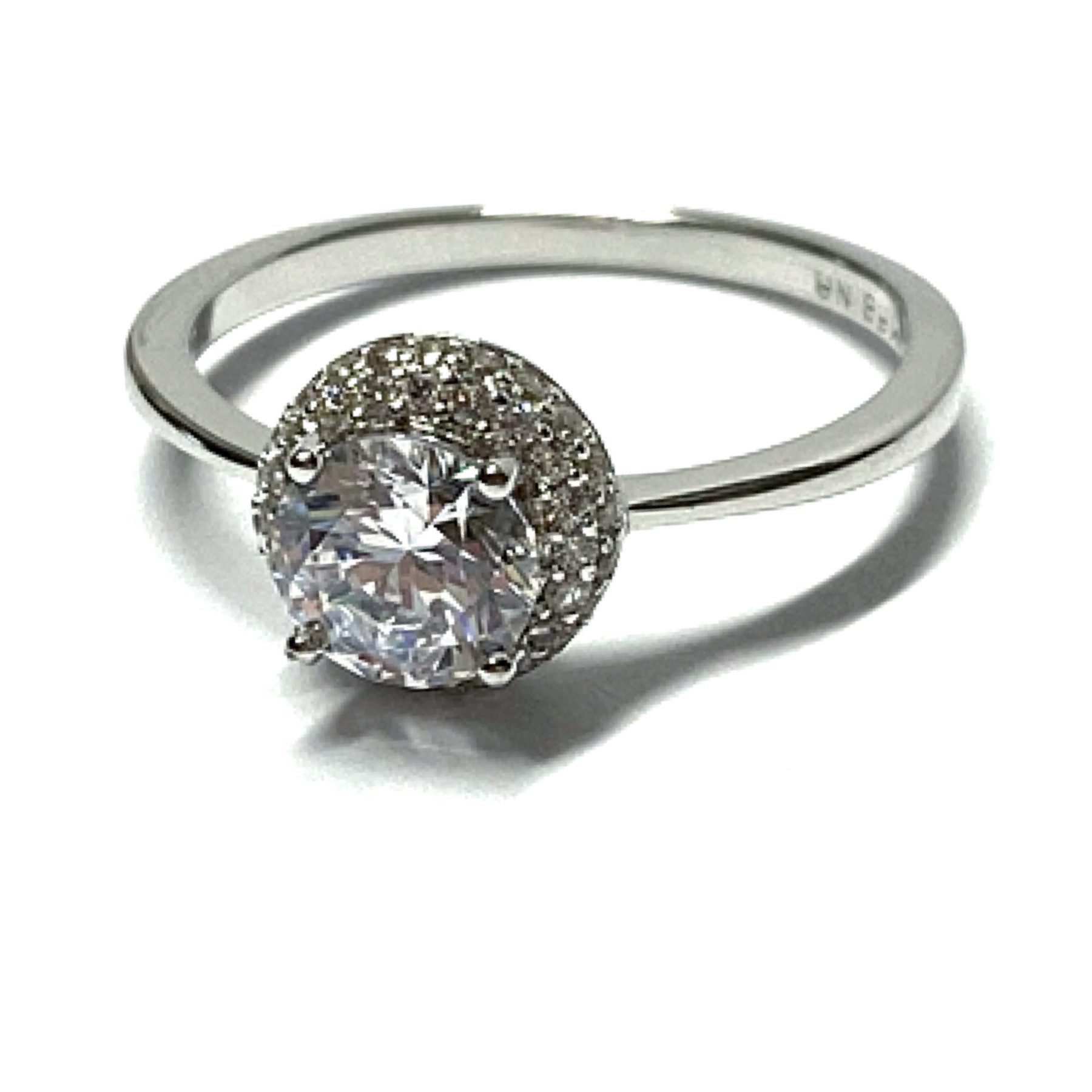 Edelschmiede925 Silberring Ring 925 Silber rhodiniert Zirkonia Solitärring Verlobungsring #59