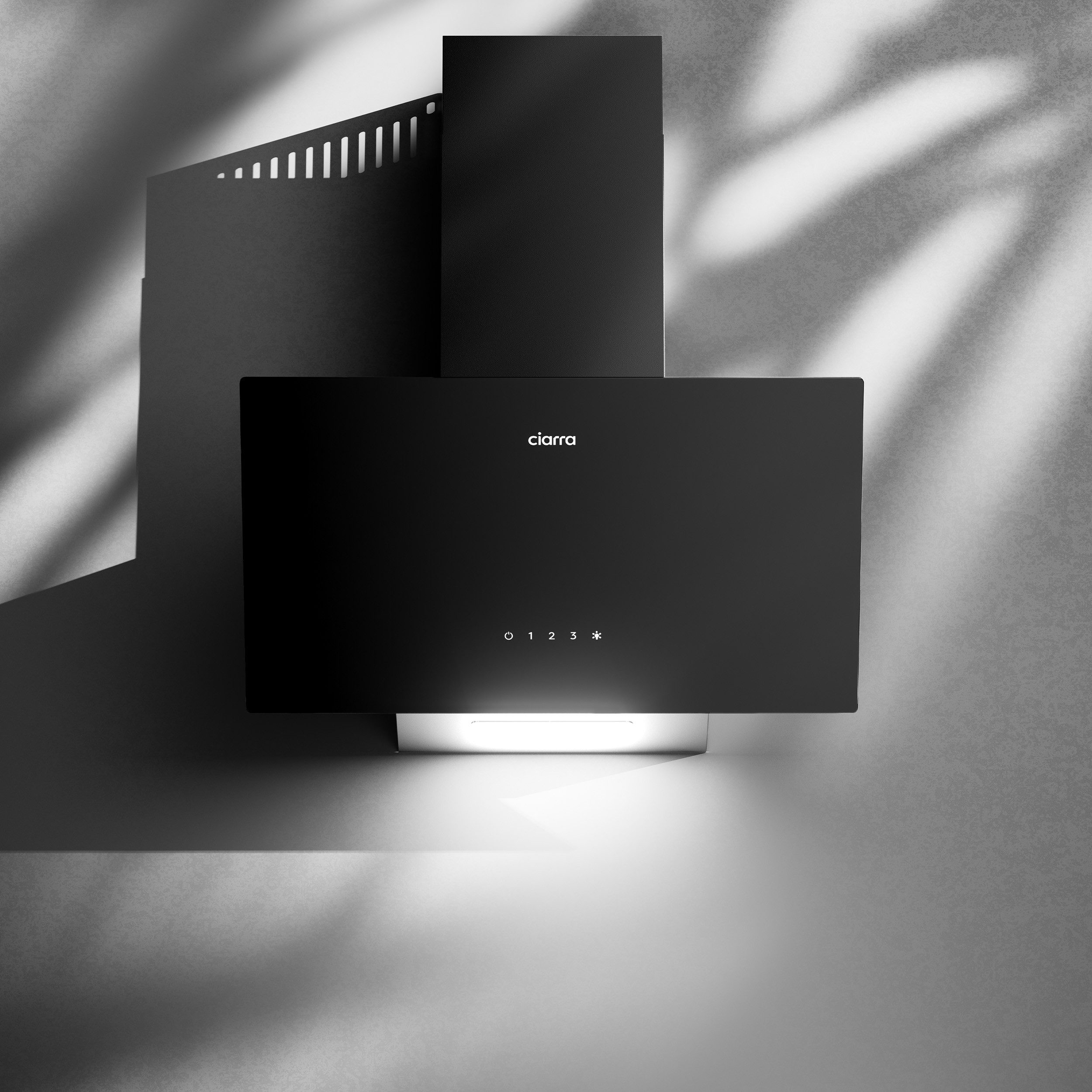 CIARRA Kopffreihaube 60 cm A++ 350m³/h Schräghaube leise Umluft & Abluft 3 Stufen VM6750CB 60 cm A++ 350m³/h Schräghaube leise Umluft & Abluft 3 Stufen VM6750CB, SensorTouch Kopffrei Dunstabzugshaube mit 2*Kohlefilter & LED Schwarz