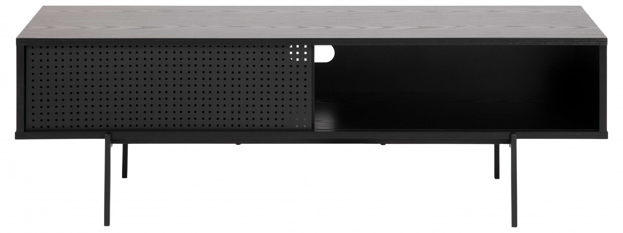 ACTONA GROUP TV-Schrank Angus TV-Bank,TV Tisch mit 1 Schiebetür schwarz.  Höhe 44,50 cm, Modernes Design ermöglicht eine ordentliche und saubere  Organisation der Kabel