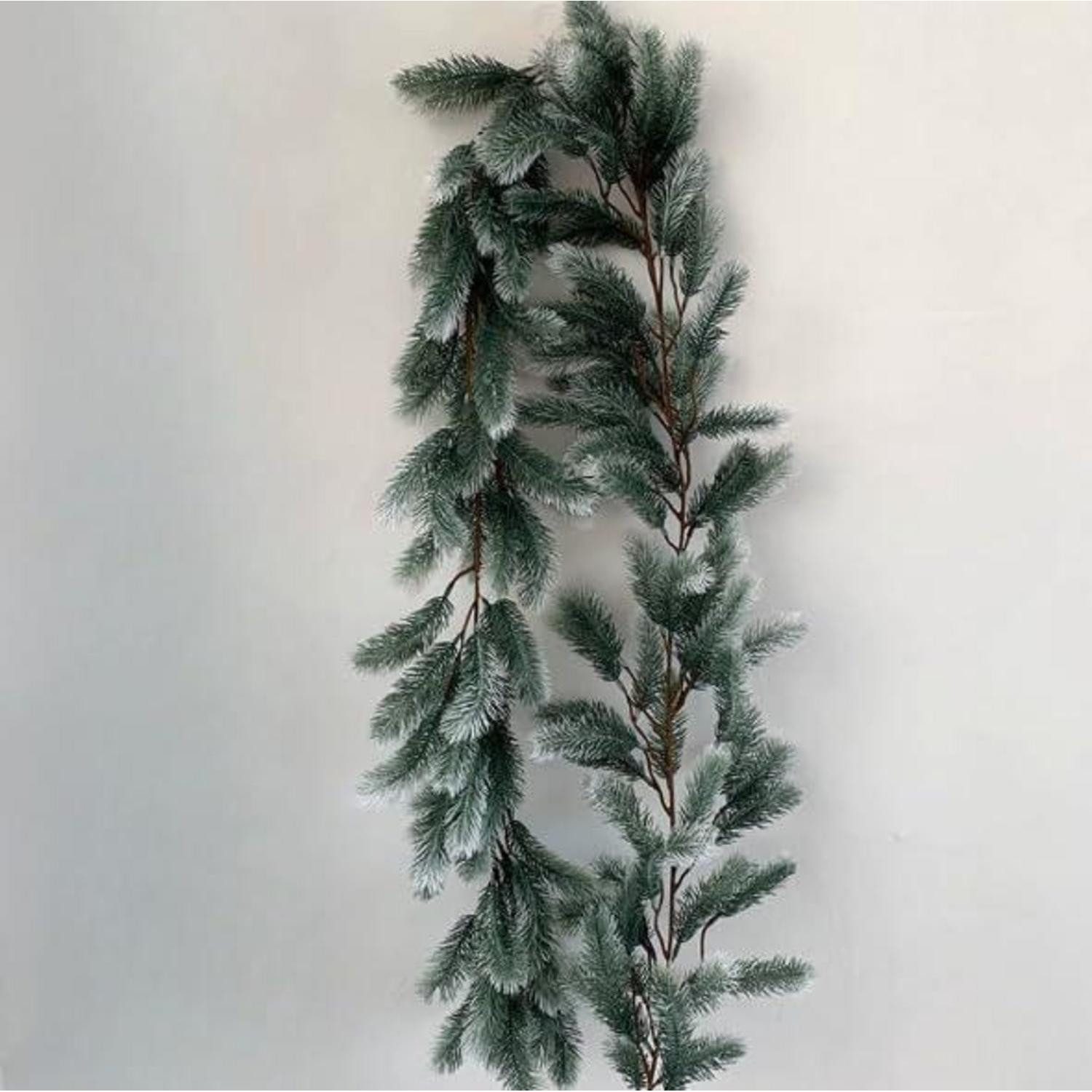 Kunstgirlande Tannengirlande Weihnachtsgirlande 2.7m Grün Weiß, LuxusKollektion, Höhe 10 cm