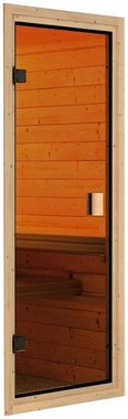 Karibu Sauna Soraja, BxTxH: 231 x 196 x 200 cm, 40 mm, (Set) 9-kW-Bio-Ofen mit externer Steuerung