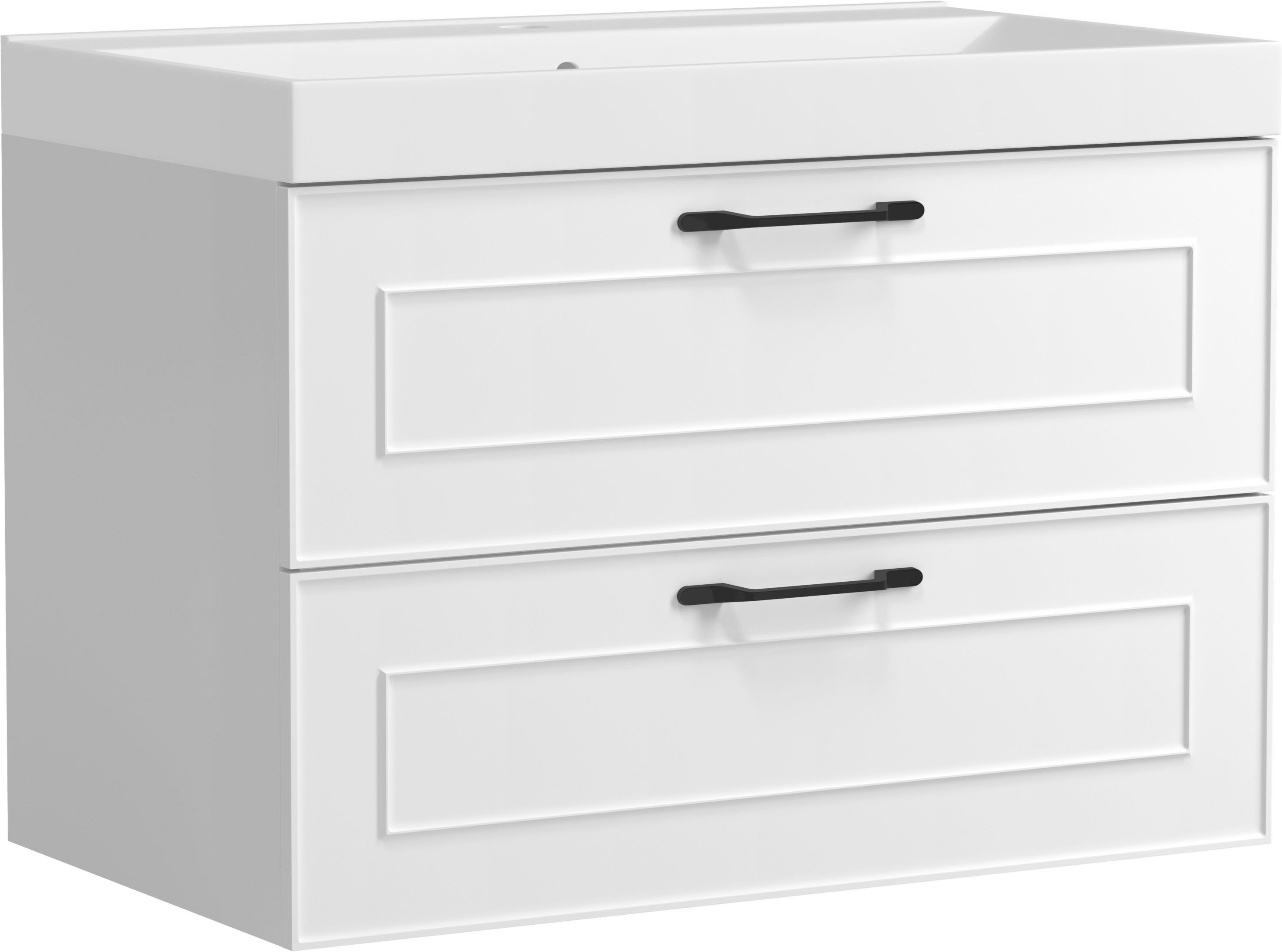 welltime Waschtisch CADIZ, Waschtisch, Landhausoptik, schwarze Akzente