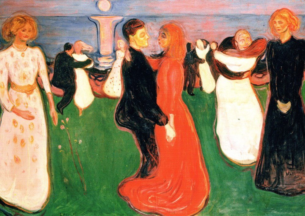 Postkarte Kunstkarte Edvard Munch "Tanz des Lebens"