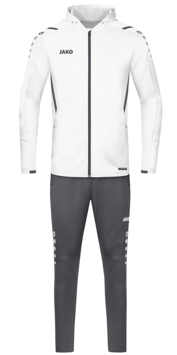 Jako Trainingsanzug Challenge mit Kapuze (Jacke und Hose) weiss/anthrazitgrau Jungen