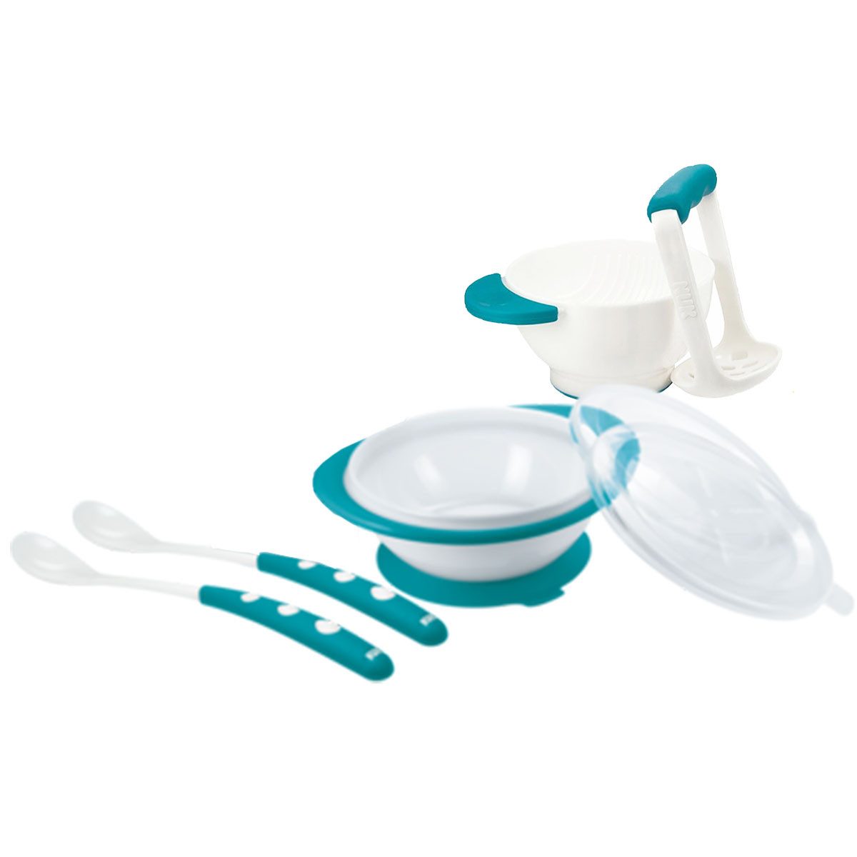 Kindergeschirr-Set NUK Babygeschirr Vorteilset mit Esslern-Schale/Löffel/Püriset