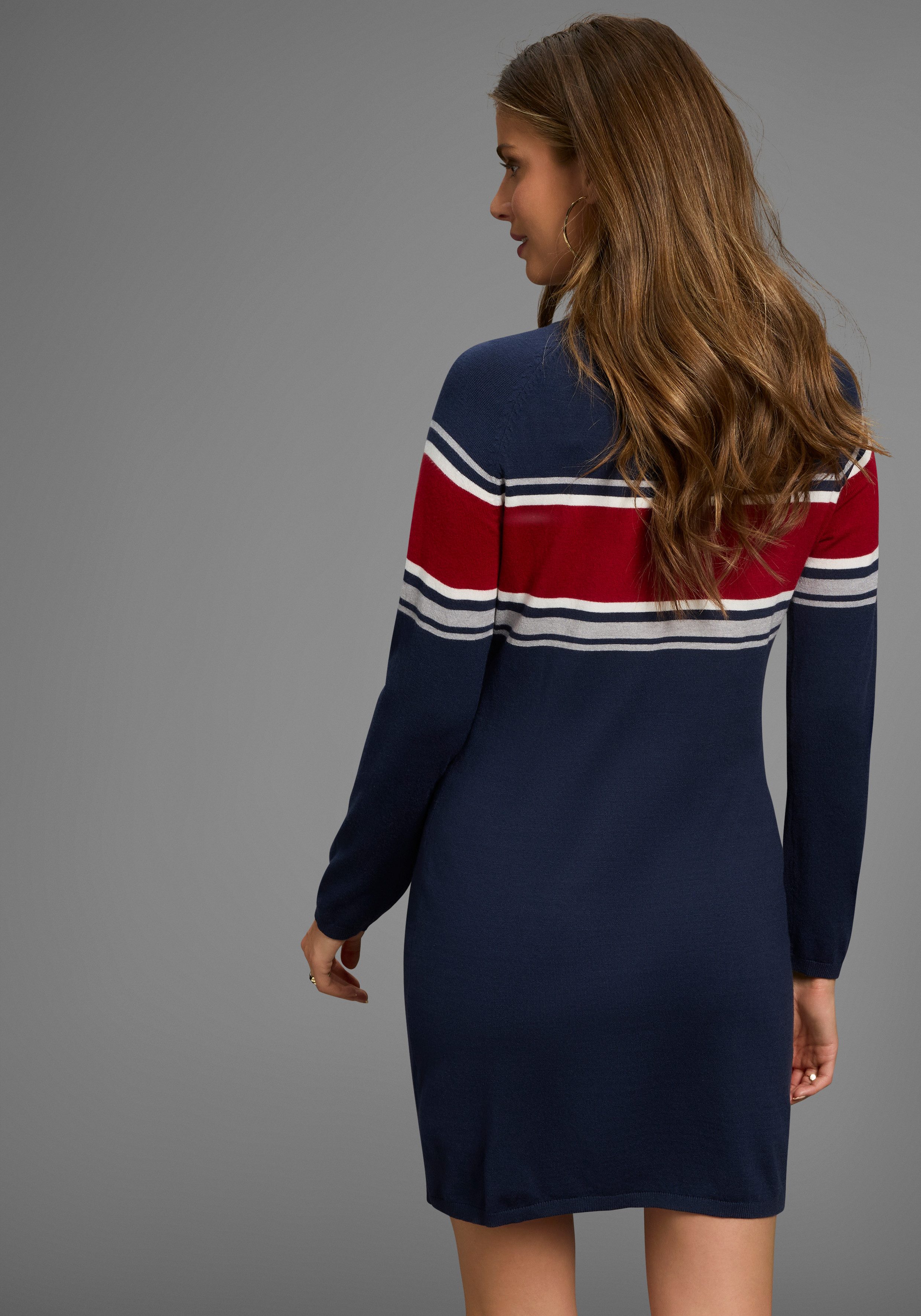 Laura Scott Strickkleid in figurnaher Form mit Zierstreifen günstig online kaufen