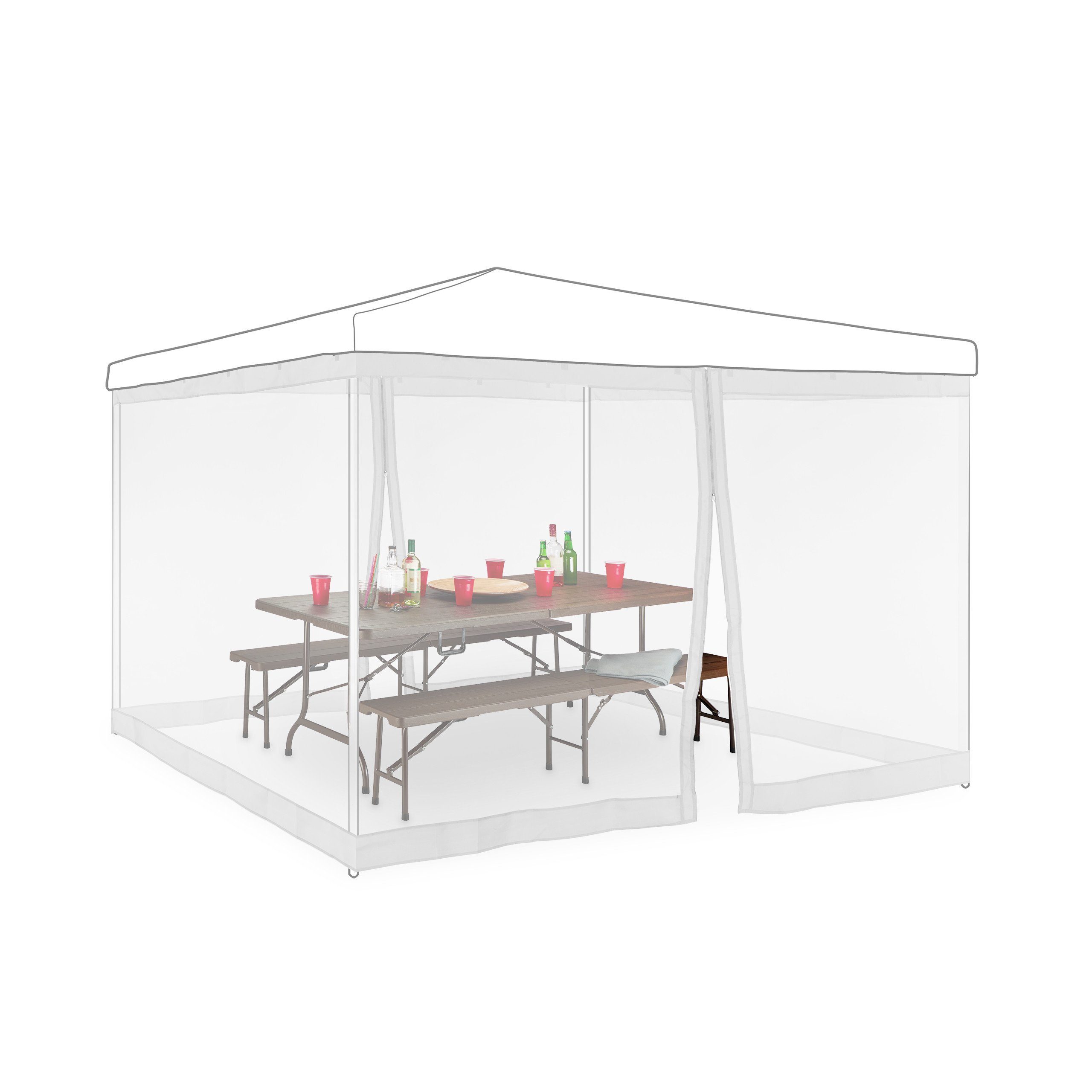 relaxdays Pavillonseitenteil Moskitonetz für 3x3m Pavillon weiß, 1200x200 cm