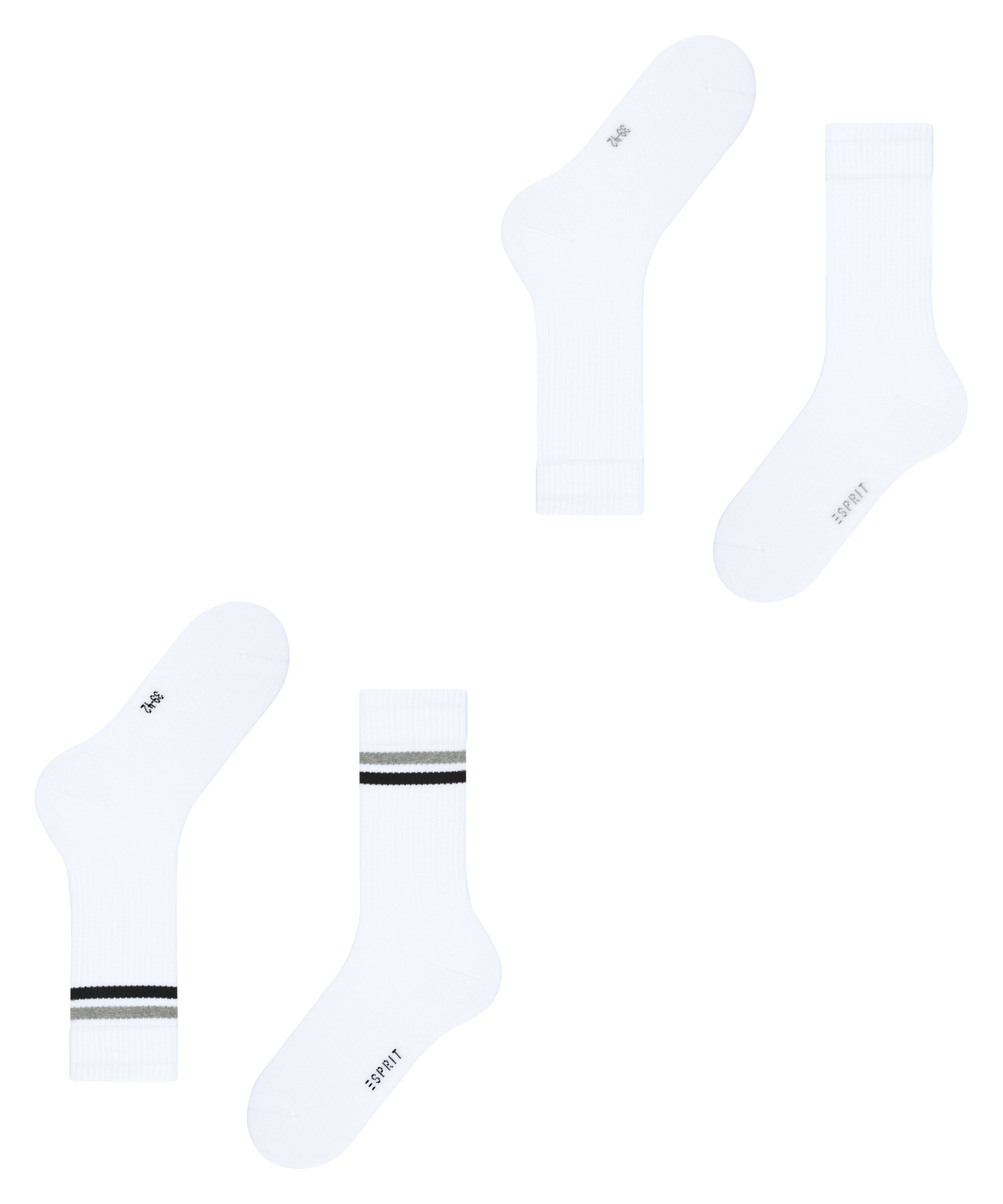 (2-Paar) Stripe 2-Pack Socken Tennis Esprit (2020) white-mix