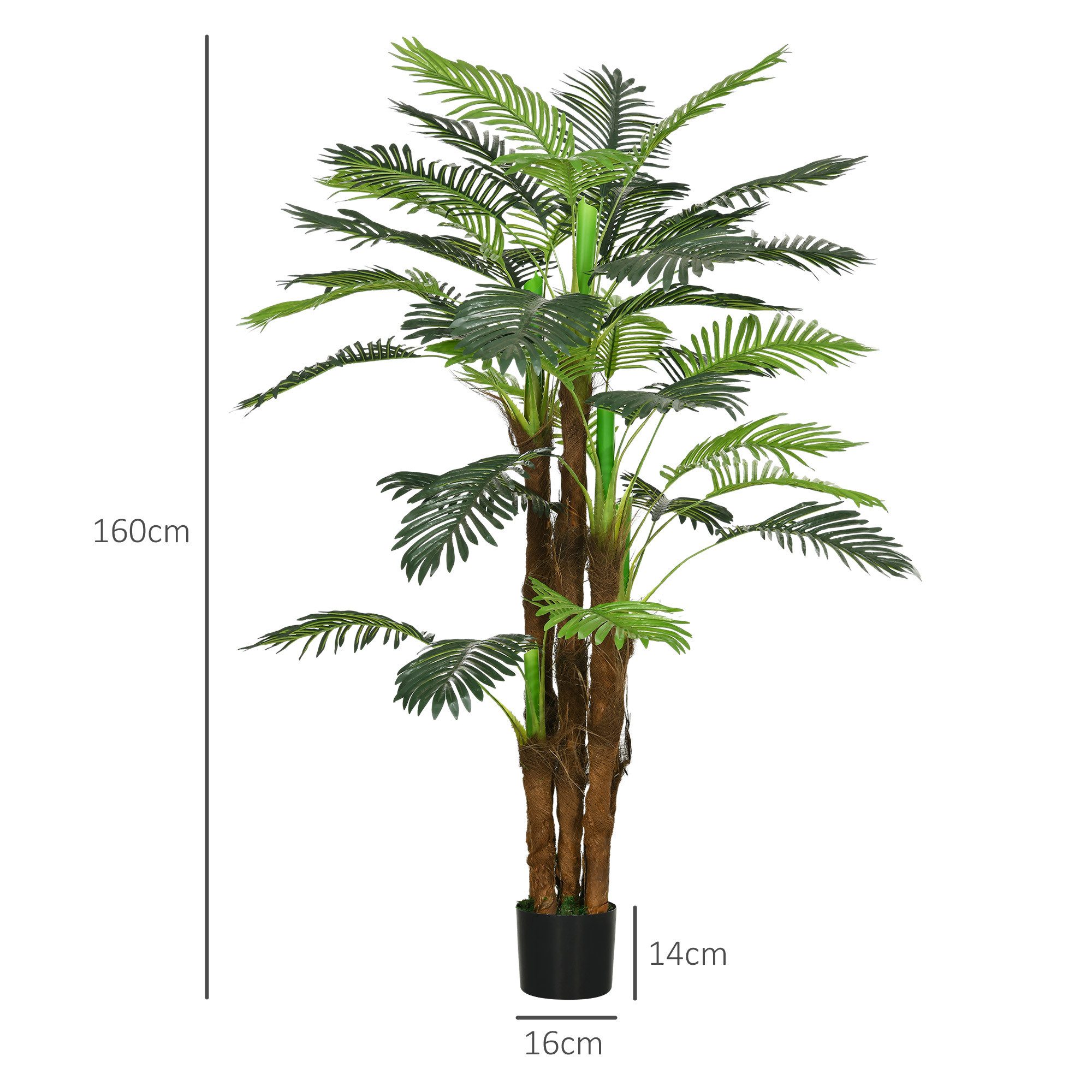 Kunstpflanze Künstliche Kunst Groß im Topf Wie Echt Zimmer Wohnzimmer Balkon Palme, HOMCOM, Höhe 160 cm, Pflanze Deko für Indoor, Outdoor, Grün