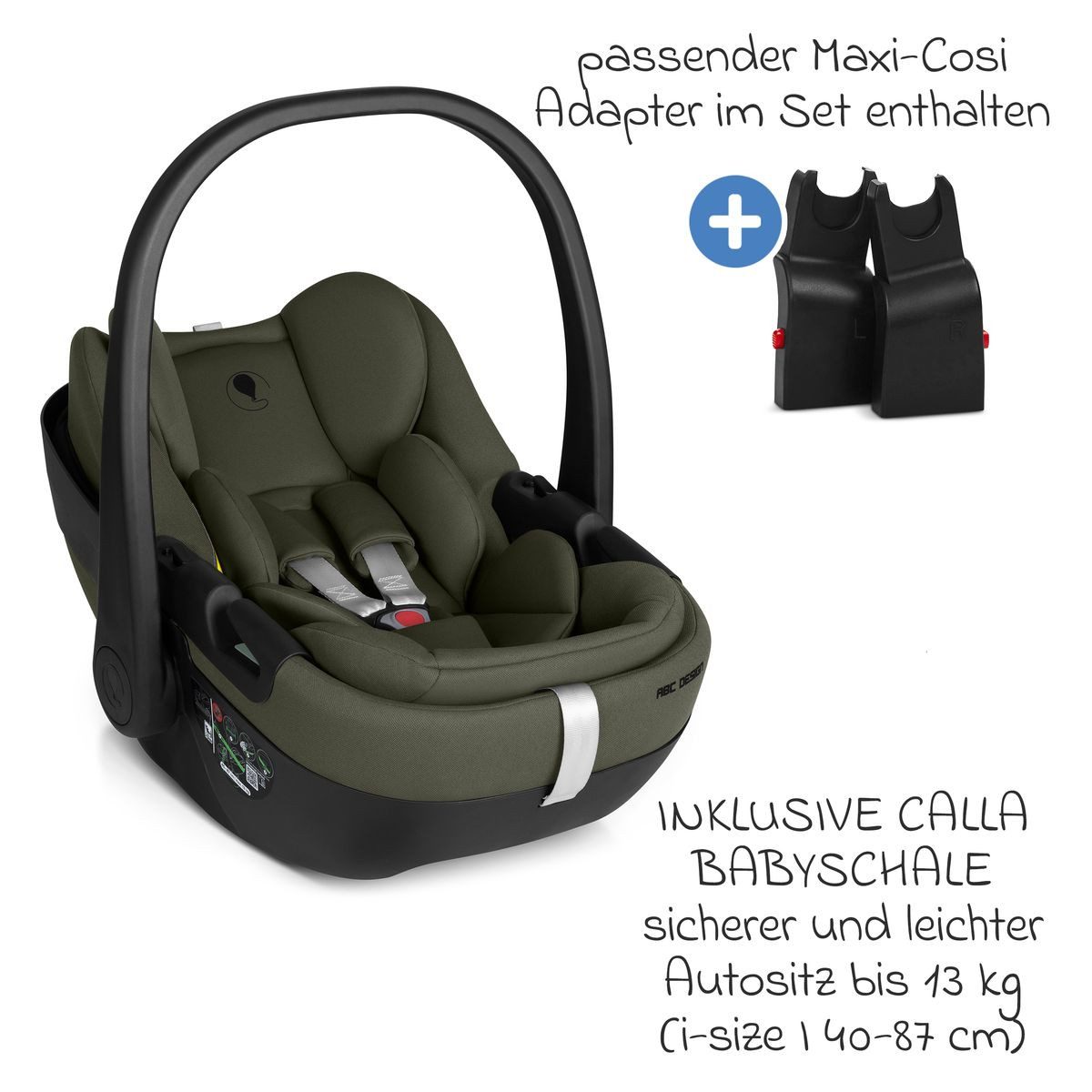 ABC Design Kombi-Kinderwagen Salsa Core - Olive, 3in1 Kinderwagen Buggy Set mit Babywanne, Babyschale Calla & Sportsitz