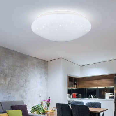 etc-shop LED Deckenleuchte, LED Design Decken Lampe Sternen-Himmel Effekt Leuchte rund warm-weiss