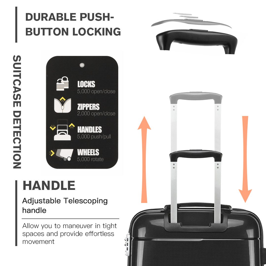 KONO Koffer Trolley mit 4 Rollen Polypropylen Ideal für Business & Schule – Bild 5 von 5