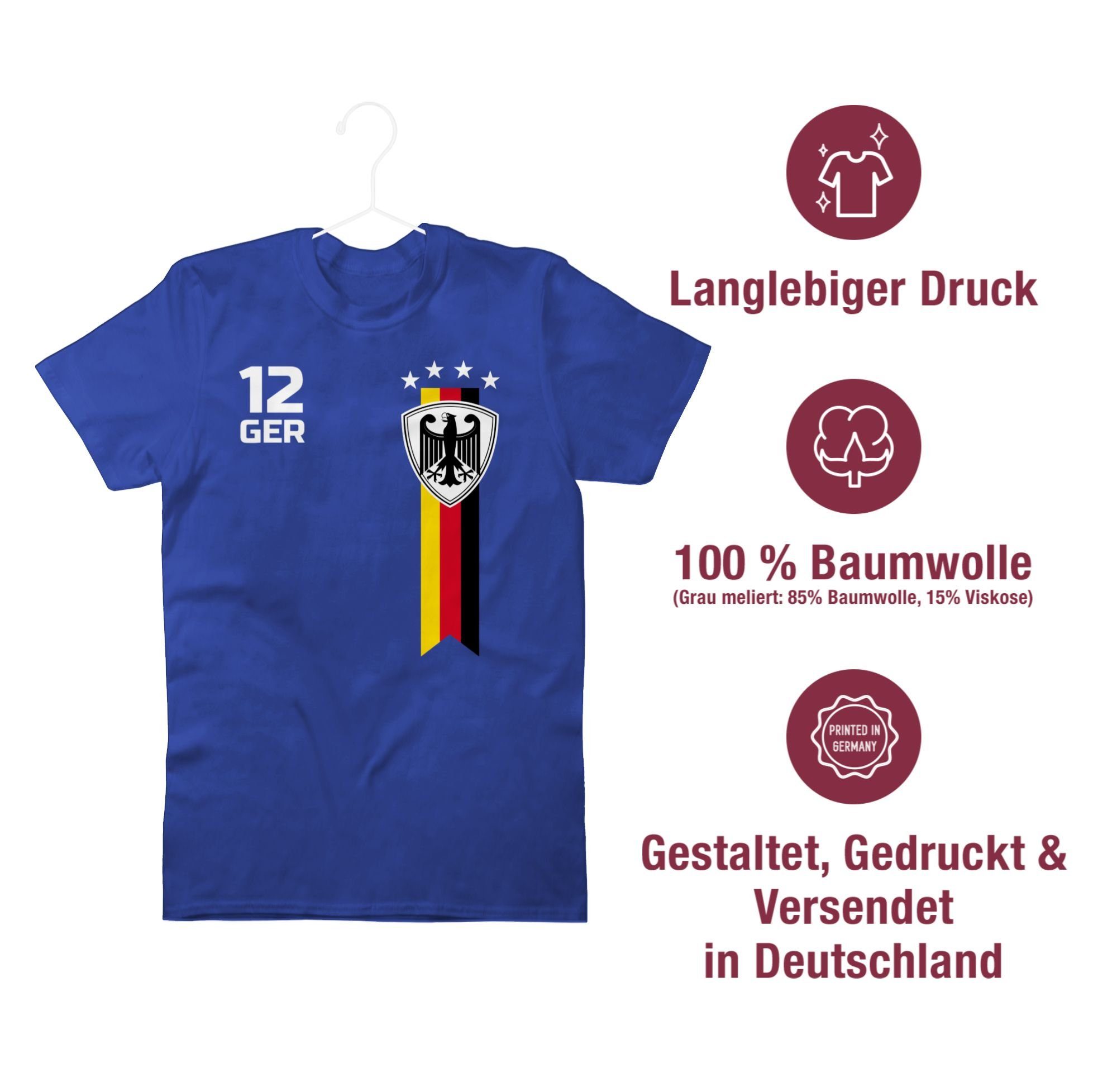 Shirtracer T-Shirt WM Fan Deutschland Royalblau 2024 3 EM Fussball