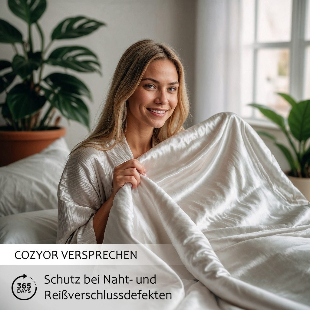 Cozyor Wendebettwäsche Satin glänzend matt 135x200, 155x200, 155x220, 200x200 cm extra weich, Satin & Mikrofaser, 3 teilig, Edel und hochwertig