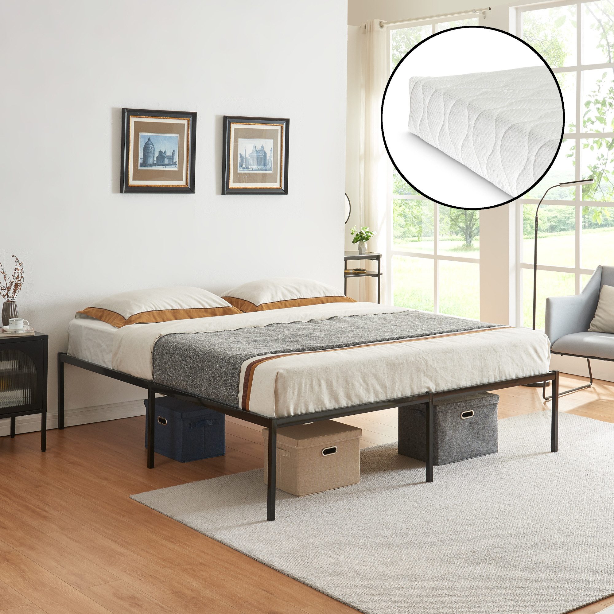 en.casa Metallbett, »Vårdö« mit Matratze 180 günstig online kaufen