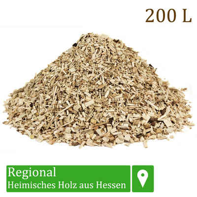 Flameup Holzhäcksel Hackschnitzel für Ofen Rindenmulch für Garten Holz Pflanzen 100-500 L, 200 l
