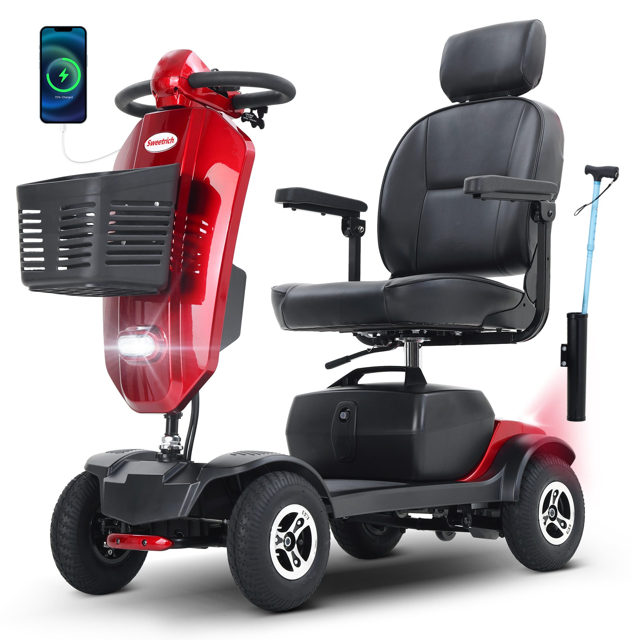 Vankel Elektromobil Max Plus Elektro-Mobilitätsroller, seniorengerecht, max.20km,6km/h, Monocoque-Rahmen Federung Kippschutz 9-Zoll-Reifen
