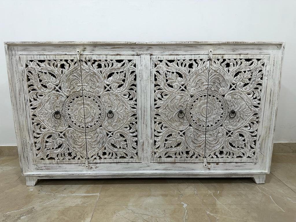 Oriental Galerie Handarbeit cm 160 Indien Unterschrank Sideboard Hema Weiß