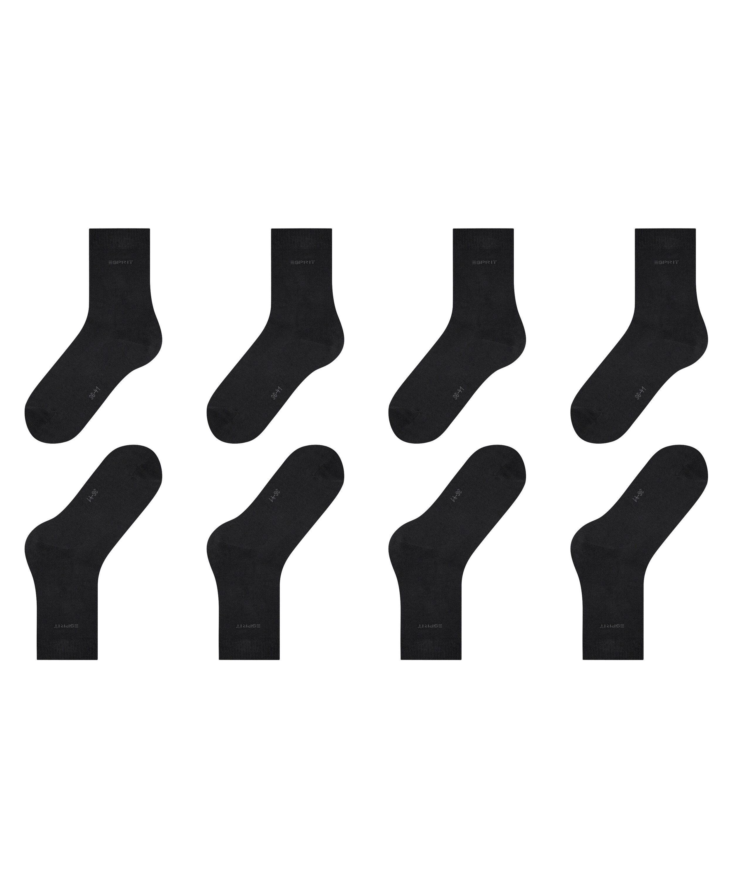 Esprit Socken Solid (4 Paar) Einheitsgröße 36-41, geripptes Bündchen, unifarben, Basic Vorteilspack