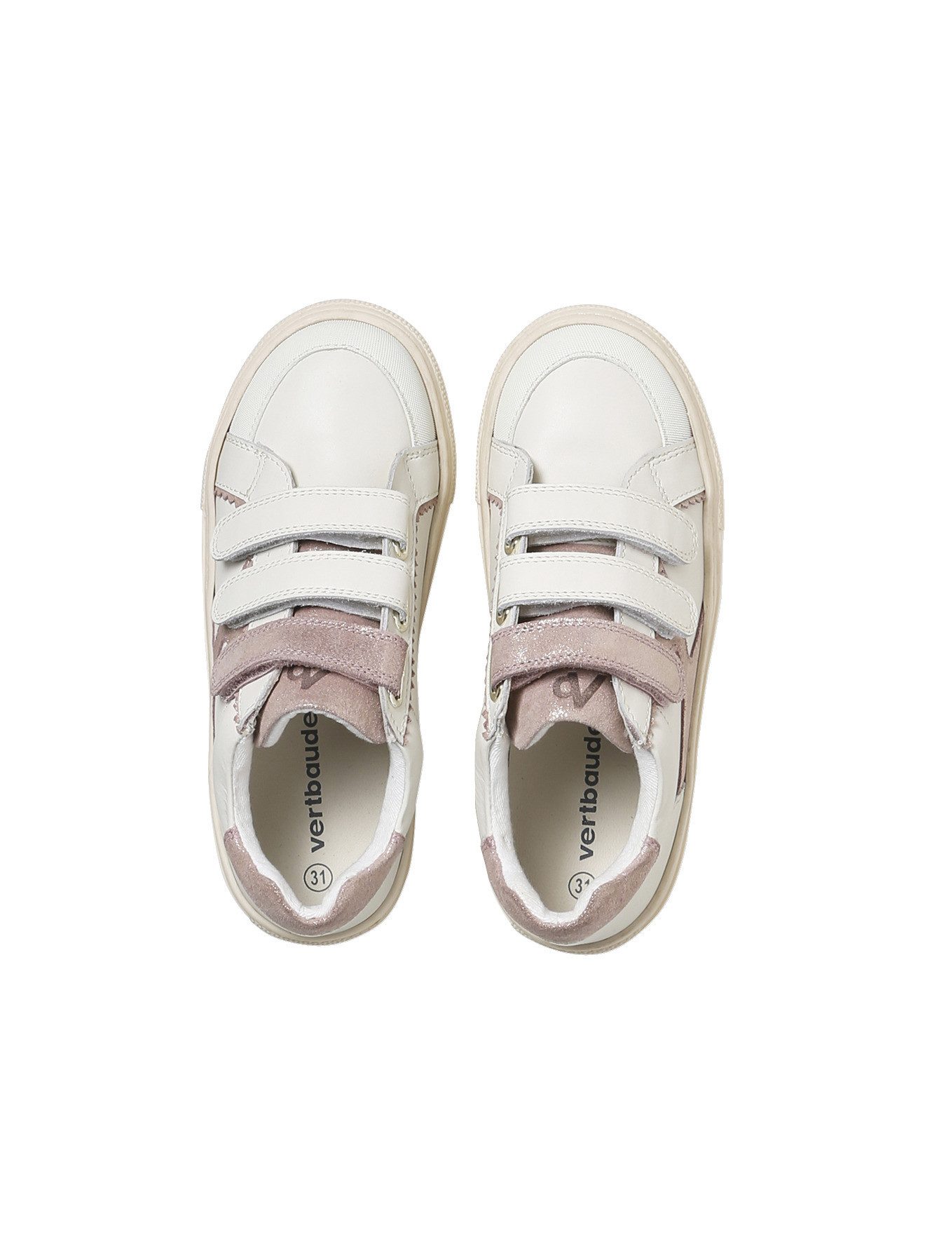 vertbaudet Kinder Leder-Sneakers mit Klett, zweifarbig Sneaker