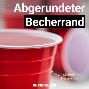 BeerBaller Becher BeerBaller® original Red Cups - 25 rote Beer Pong Becher & 3 Bälle, 16oz/473ml