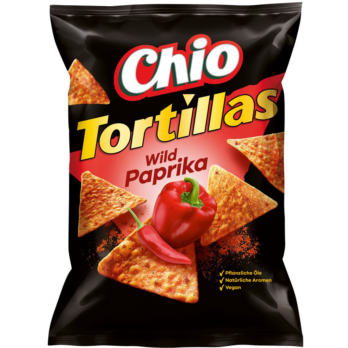 Chio Knabberei, Chio Tortillas Wild Paprika vegetarisch vegan Chipstüte 110g