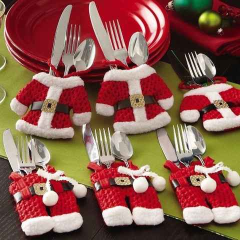 Alster Herz Weihnachtsmann Deko Weihnachten, Besteckhalter für Esstisch, H0225 (6 St), Tischdeko Weihnachten Ideen
