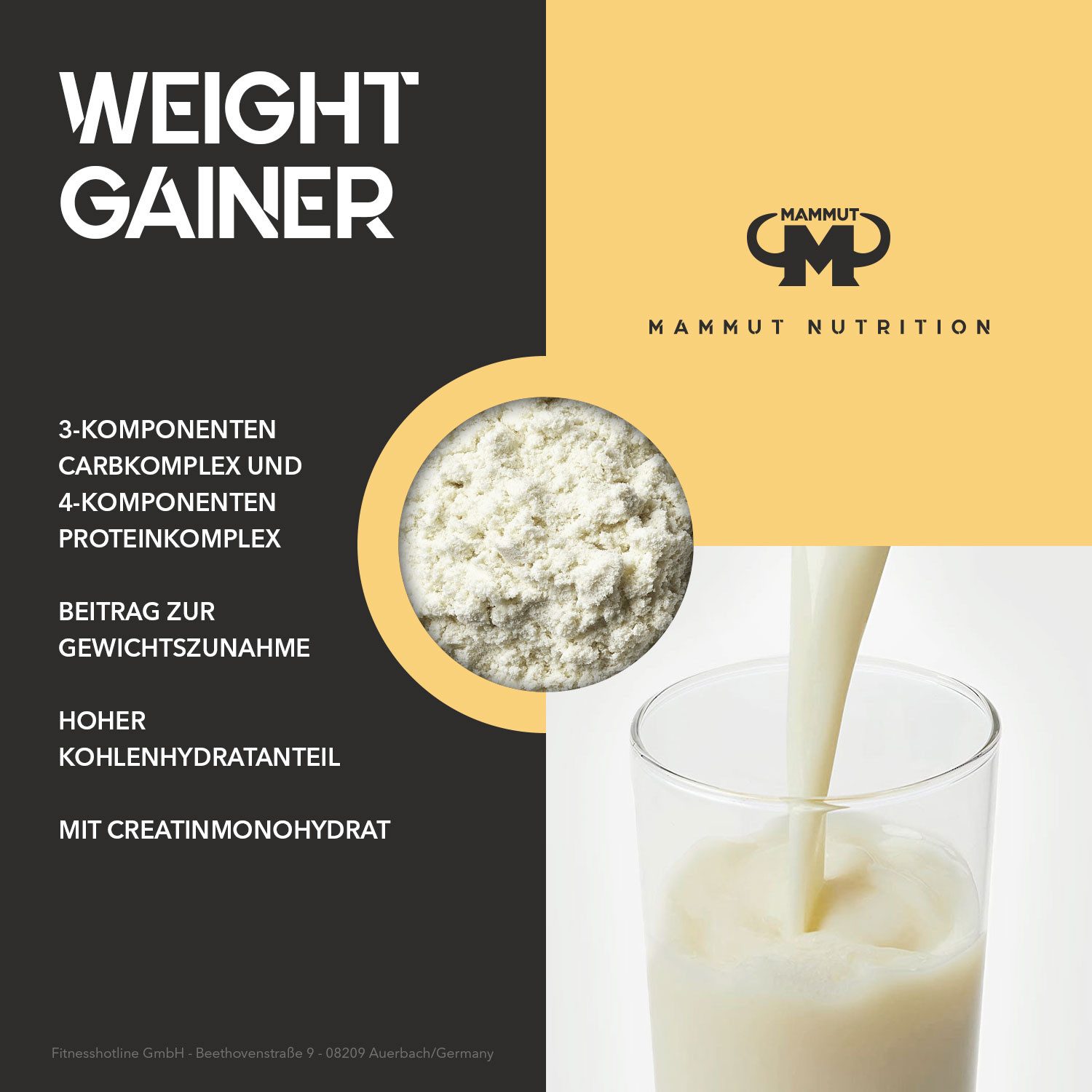 Mammut Nutrition Weight Gainer Crash 5000 - 4500 g Dose Pulver, 4500 g
