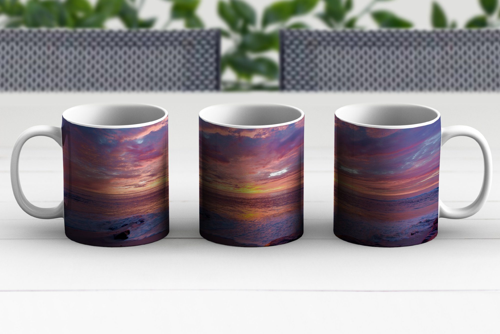 Kaffeetassen, Teetasse, Teetasse, Tasse Strand Keramik, - MuchoWow Becher, Sonnenuntergang, Geschenk - Meer