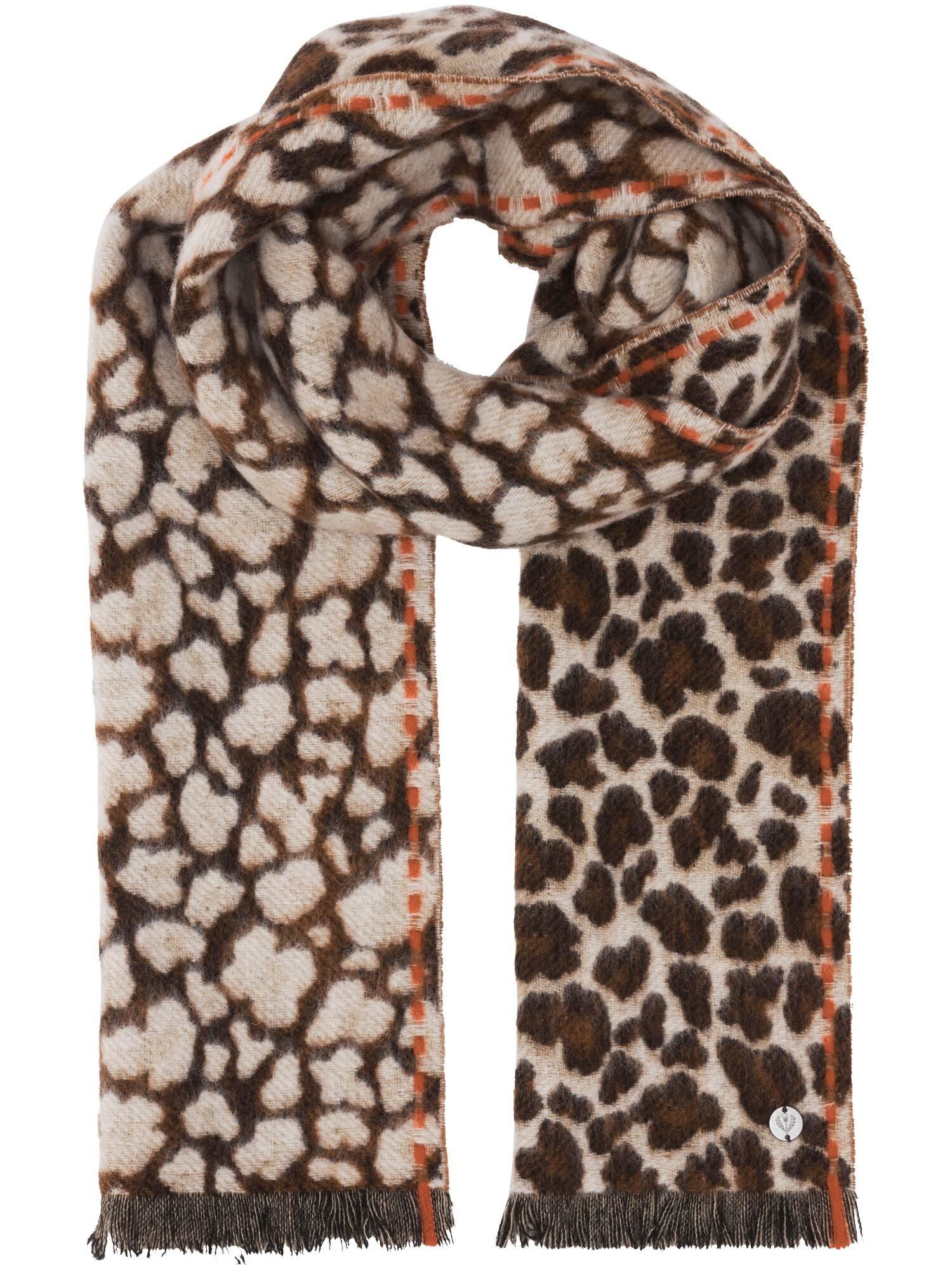 Fraas Modeschal Wollschal mit Leo-Design und Highlight-Streifen