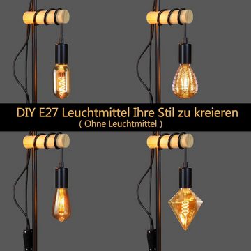 ZMH Stehlampe Vintage E27 Stehleuchte Holz Industrial Spule-förmige, ohne Leuchtmittel