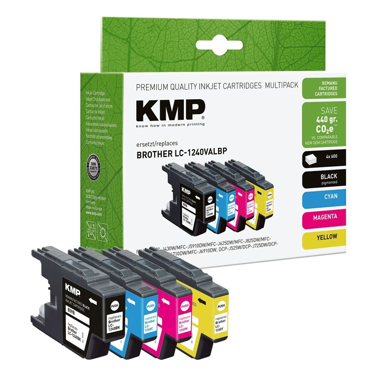 KMP LC1240BK, C, Y, M Tintenpatrone (Set ersetzt Brother LC-1240)