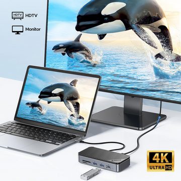Welikera 10-in-1 Dockingstation mit Thunderbolt 3,HDMI,Netzwerkport,SD/TF Laptop-Adapter