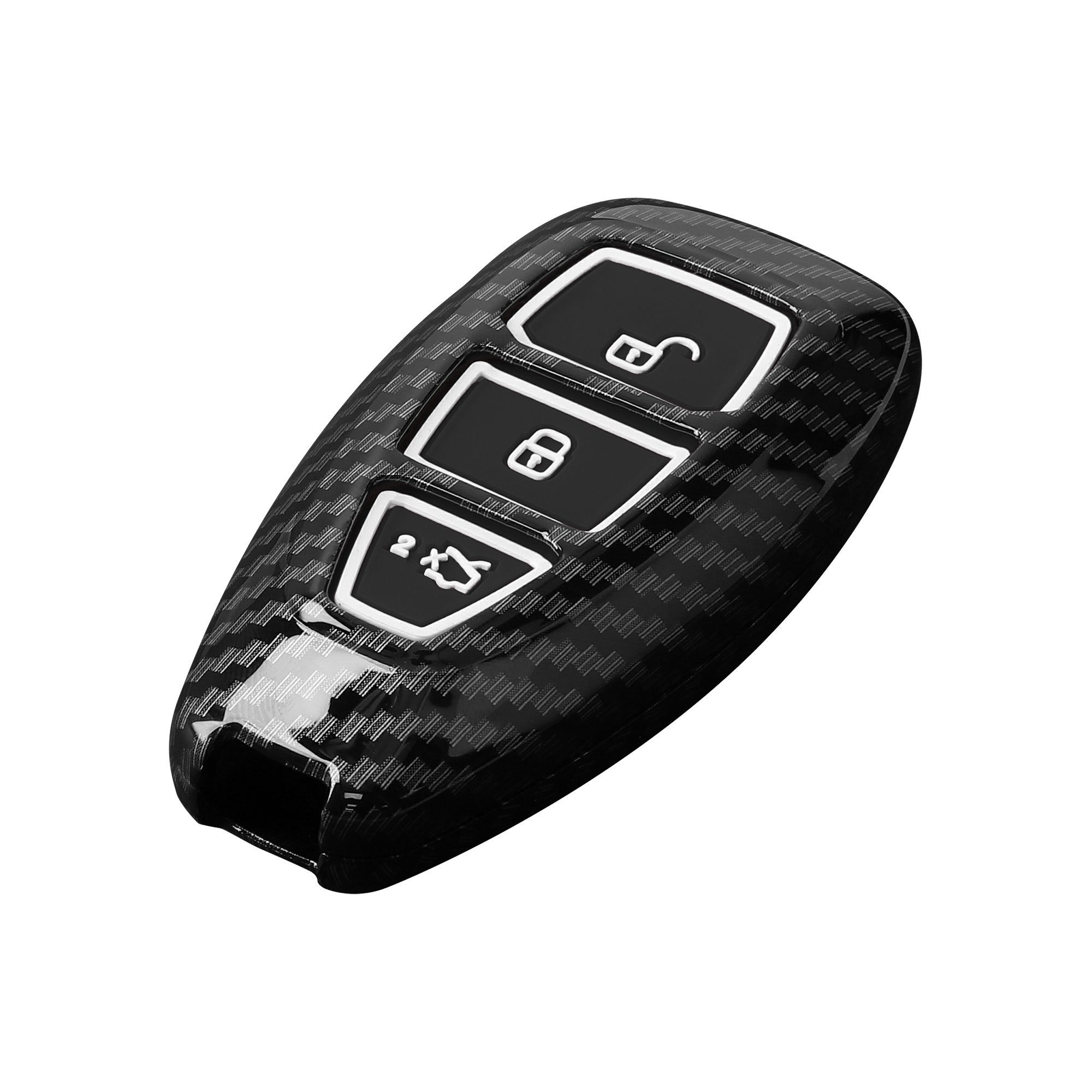 Schlüsseltasche kwmobile Cover Case Hülle Ford Schwarz Autoschlüssel Schutzhülle 3-Tasten Hardcover Schlüsselhülle Keyless Autoschlüssel - Go, für