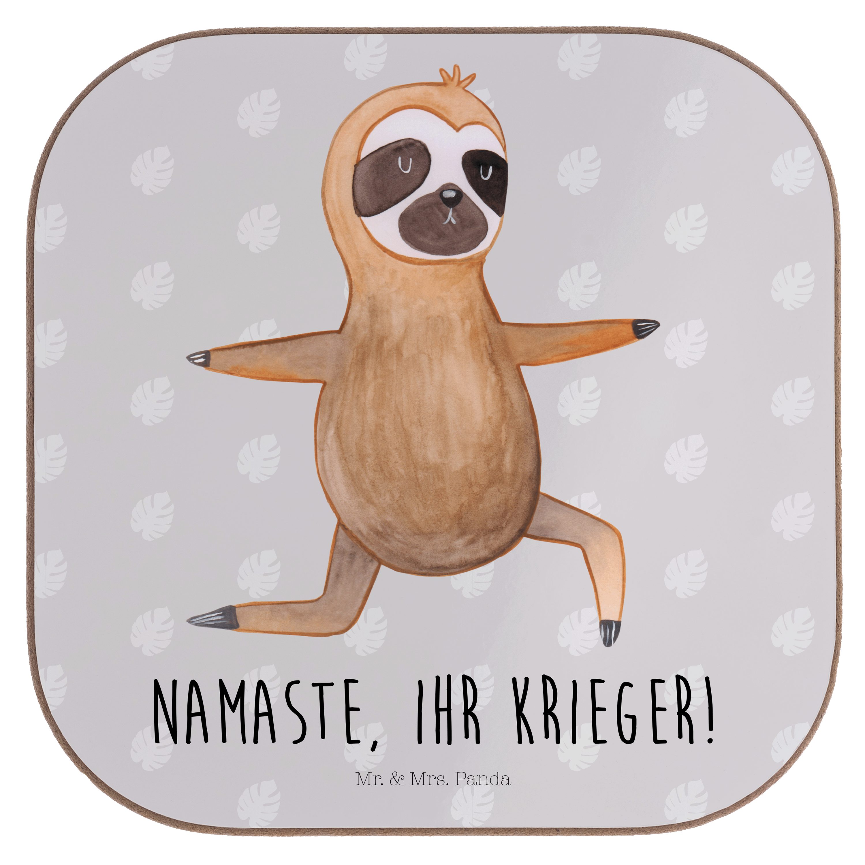 Geschenk, Mrs. Pastell Panda & - Getränkeuntersetzer Deko, Faultier Yoga Faultier Bierdeckel, Grau - 1-tlg. Mr.