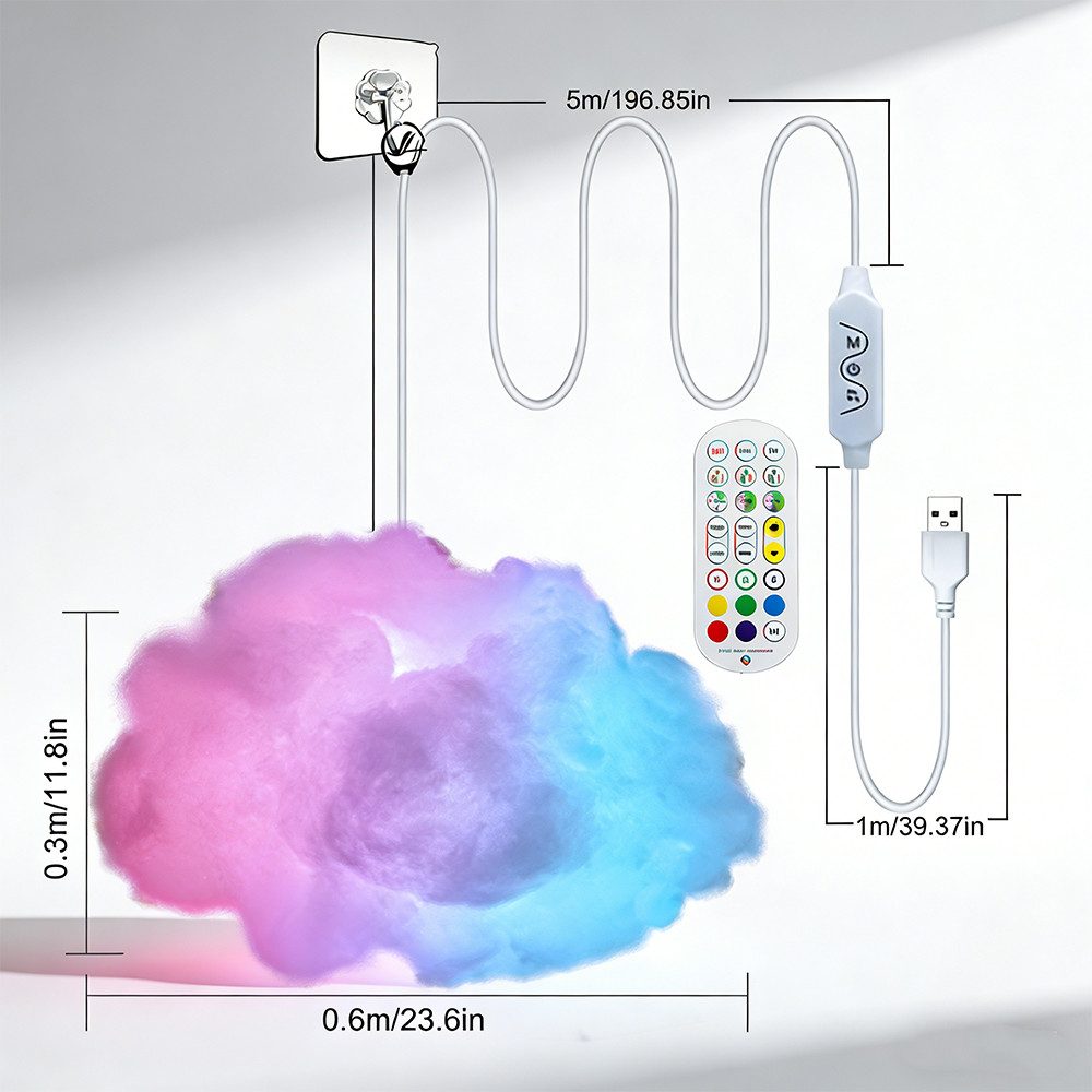 PRIISF LED Deckenleuchte LED Deckenlampe RGB Pendelleuchte Wolke Fernbedien günstig online kaufen