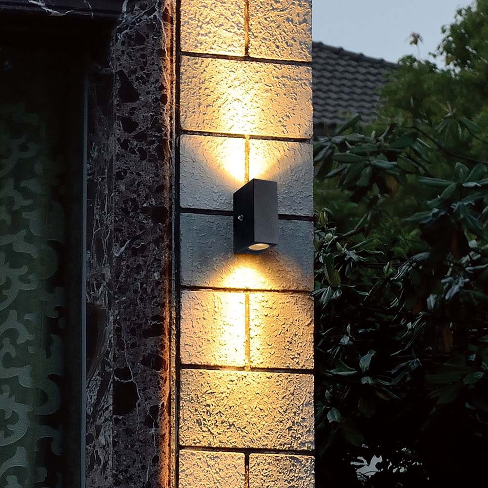 Steinhauer LIGHTING Außen-Wandleuchte, Leuchtmittel inklusive, Warmweiß, Außenwandleuchte Dämmerungssensor Gartenlampe Up Down Fassadenlampe