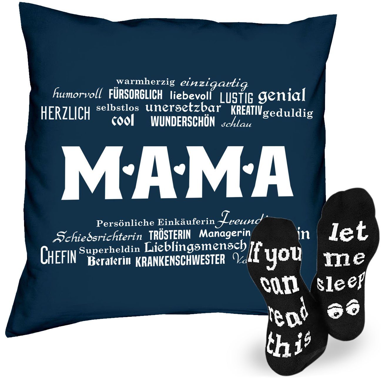 Soreso® Dekokissen Kissen + Socken Geschenk für Mama zum Geburtstag Muttertag Weihnachten, Geburtstagsgeschenk Weihnachtsgeschenk Muttertagsgeschenk