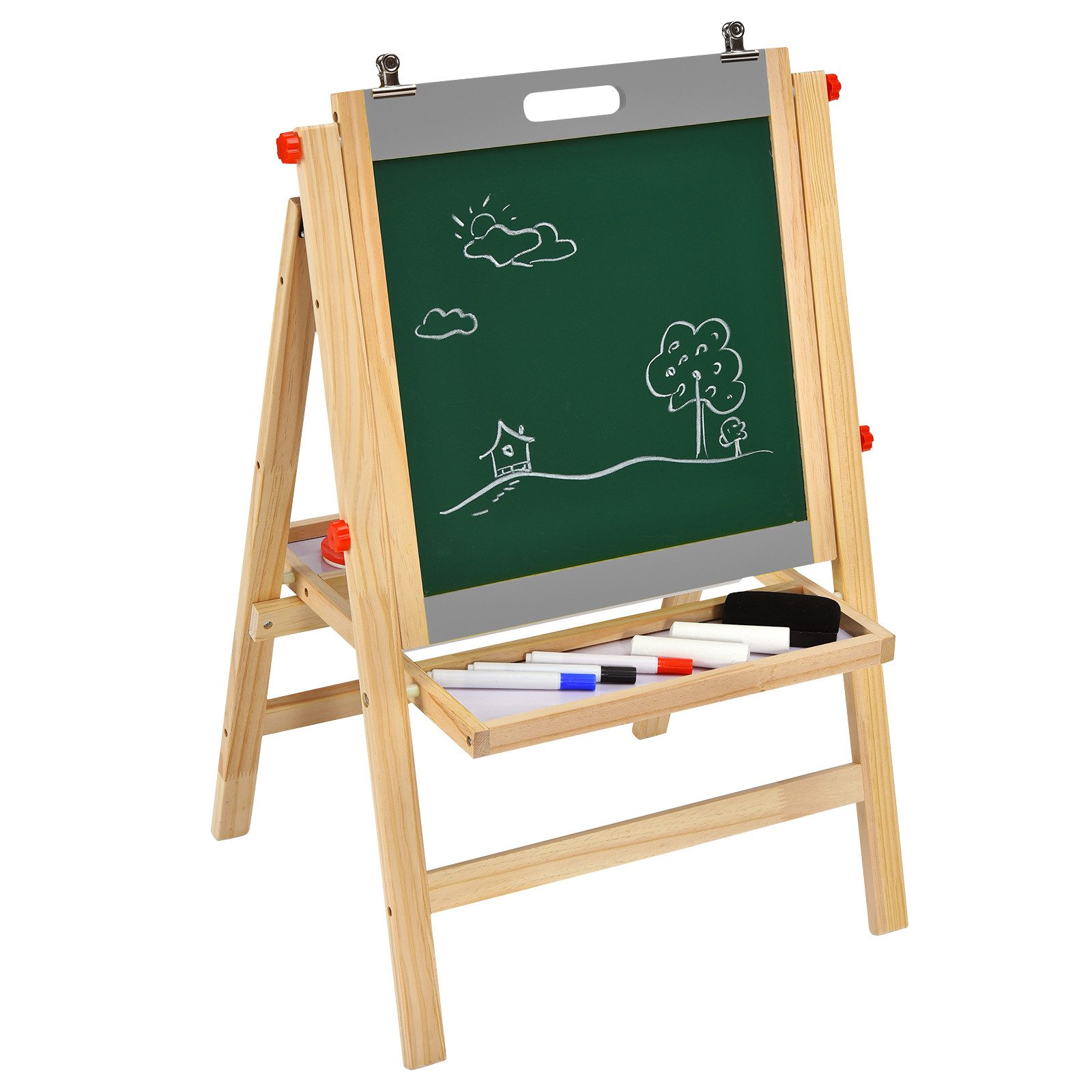 COSTWAY Standtafel Kindertafel, klappbar, mit Doppeltafel & Ablagefach günstig online kaufen